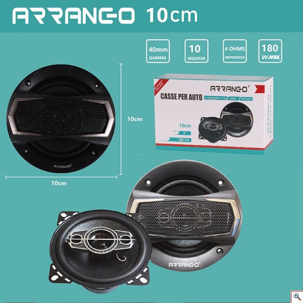Ζεύγος Ομοαξονικών Ηχείων Αυτοκινήτου ARRANGO, 16cm, 2 Δρόμων, 250W Μεγίστης Ισχύος, Με Καπάκι, AC76022