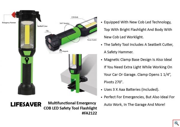 Πολυλειτουργικός Ισχυρός Φακός / Σφυρί / Κόφτης με Γάντζο & Μαγνητική Βάση - Multi-Purpose Flashlight