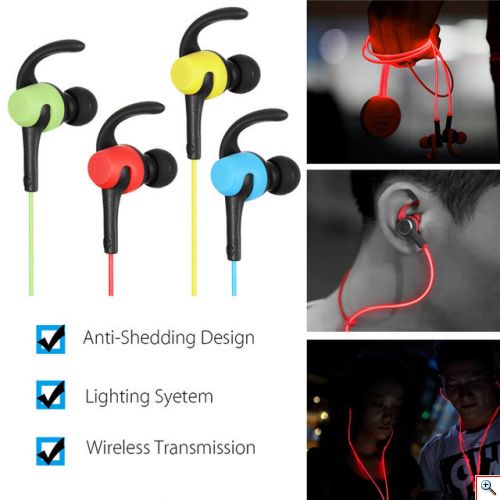 Ασύρματα LED Φωτιζόμενα In-Ear Bluetooth Ακουστικά Luminous - Glow in Dark BT Earphone