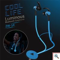  Ασύρματα LED Φωτιζόμενα In-Ear Bluetooth Ακουστικά Luminous - Glow in Dark BT Earphone 