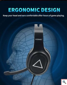 KOMC® Ενσύρματα Gaming Ακουστικά Κεφαλής On Ear με Μικρόφωνο - Λειτουργία Μείωσης Θορύβου & Σύνδεση 3.5mm P6 σε Διάφορα Χρώματα