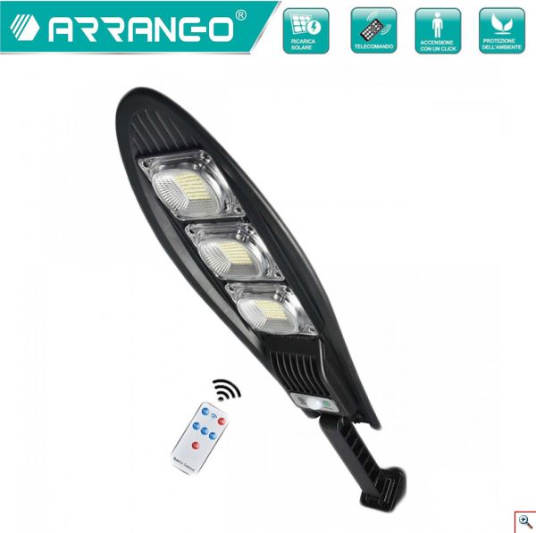 ARRANGO® Επιτοίχιος Αδιάβροχος Ηλιακός LED Προβολέας - Φωτιστικό Δρόμου 40W με Αισθητήρα Κίνησης & Τηλεχειριστήριο