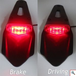 Universal Φτερό Πίσω Enduro με Φανάρι LED με Κόκκινο Κρύσταλλο 12V MSDURO11 σε Διάφορα Χρώματα